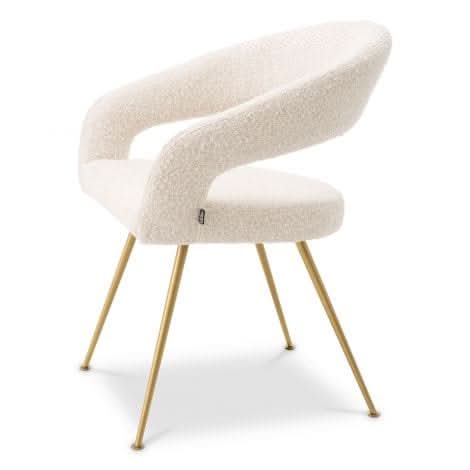 Eichholtz Bravo Dining Chair in Bouclé Cream - CLEARANCE - BRAND NEW BOXED   Nicholas John Interiors