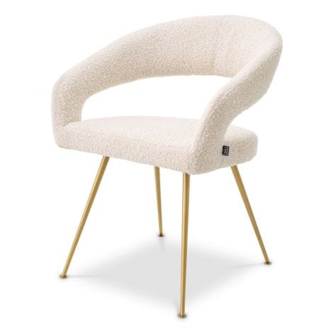 Eichholtz Bravo Dining Chair in Bouclé Cream - CLEARANCE - BRAND NEW BOXED