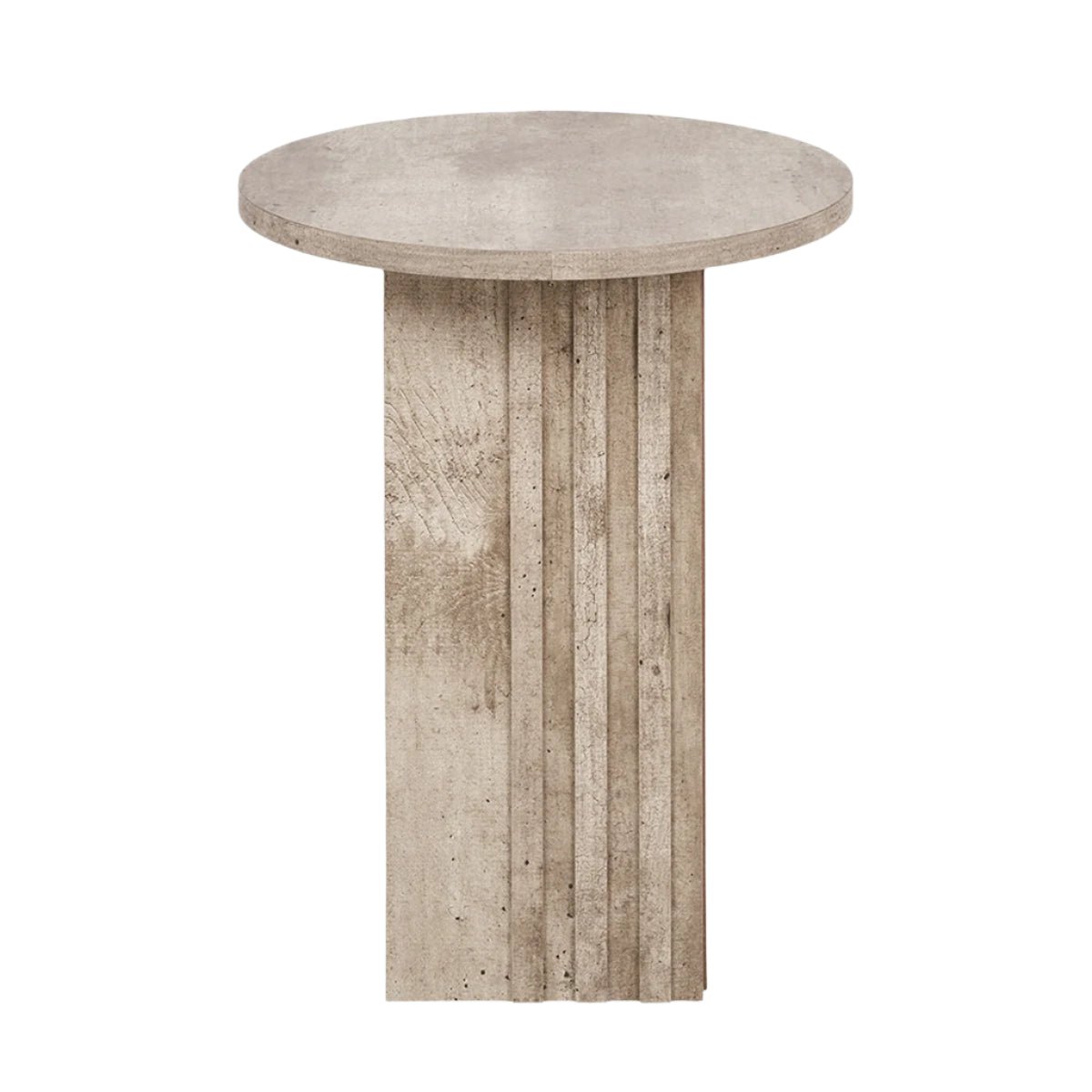 Elkton Concrete Effect Wood Veneer Groove Side Table - Pacific Lifestyle Side Tables