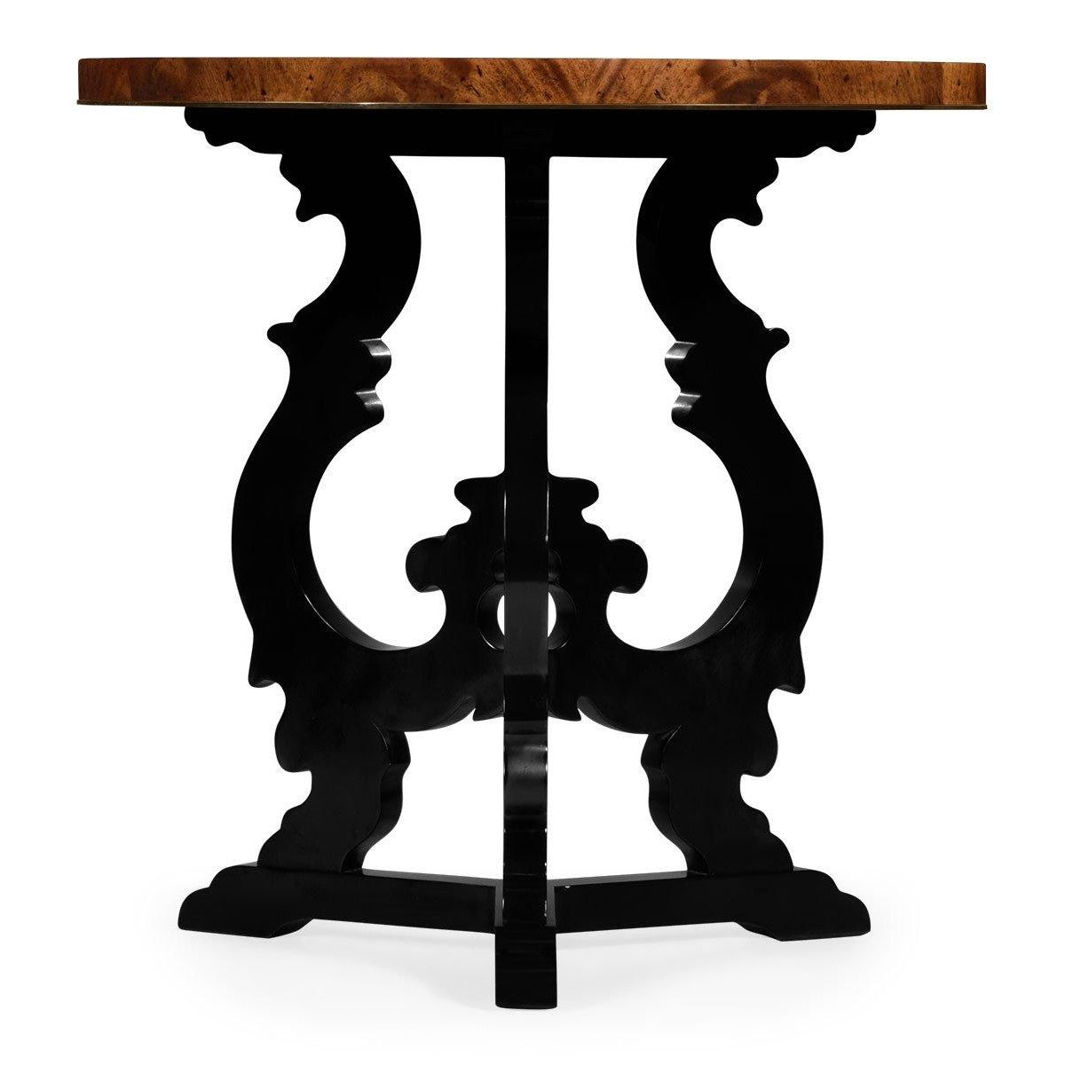 Jonathan Charles Brown Mahogany End Table with Black Painted Base