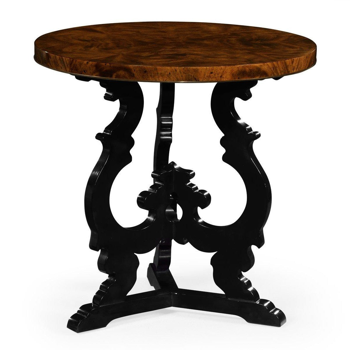 Jonathan Charles Brown Mahogany End Table with Black Painted Base