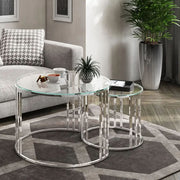 Equinox Clear Tempered round Glass Nesting Tables   Nicholas John Interiors