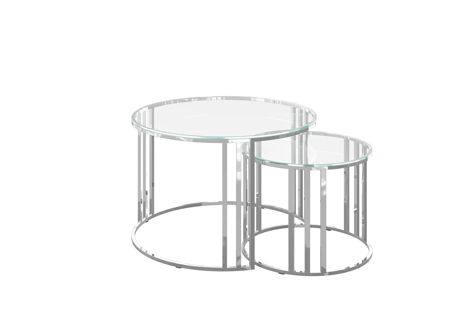 Equinox Round Clear Glass Coffee Table Set Nicholas John Interiors NJ Living