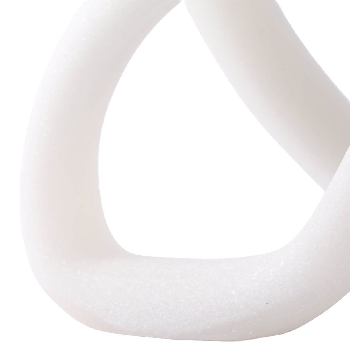 Extreme close-up of white resin inner curve showing smooth transition and micro-speckled texture
