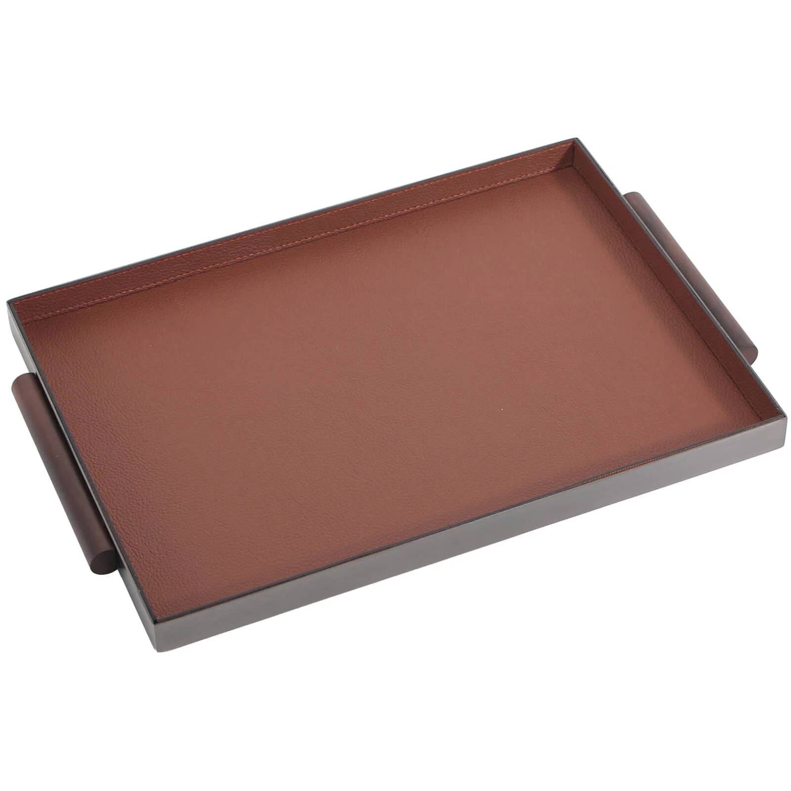 Keiichi Rectangular Leather Tray With Handle