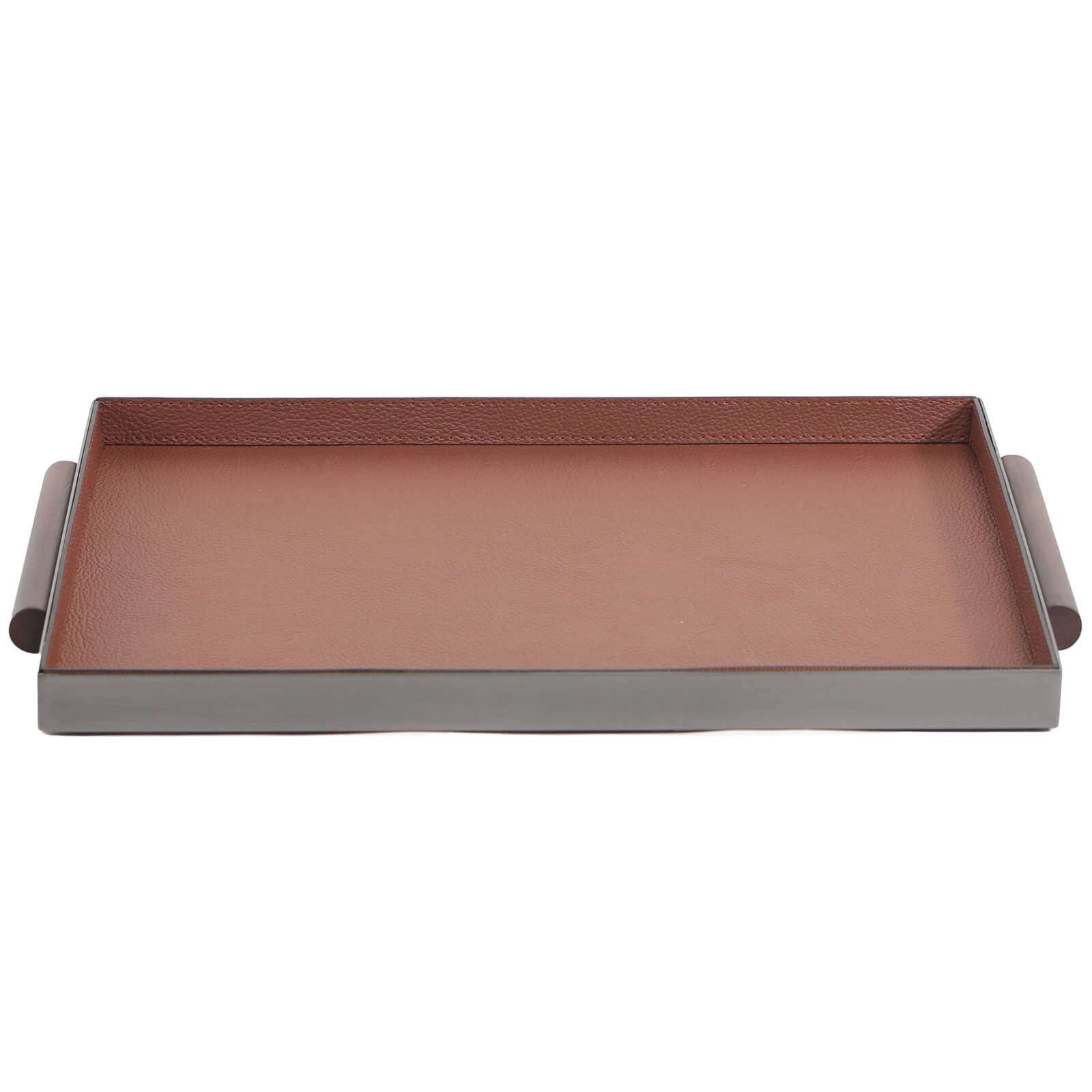 Keiichi Rectangular Leather Tray With Handle