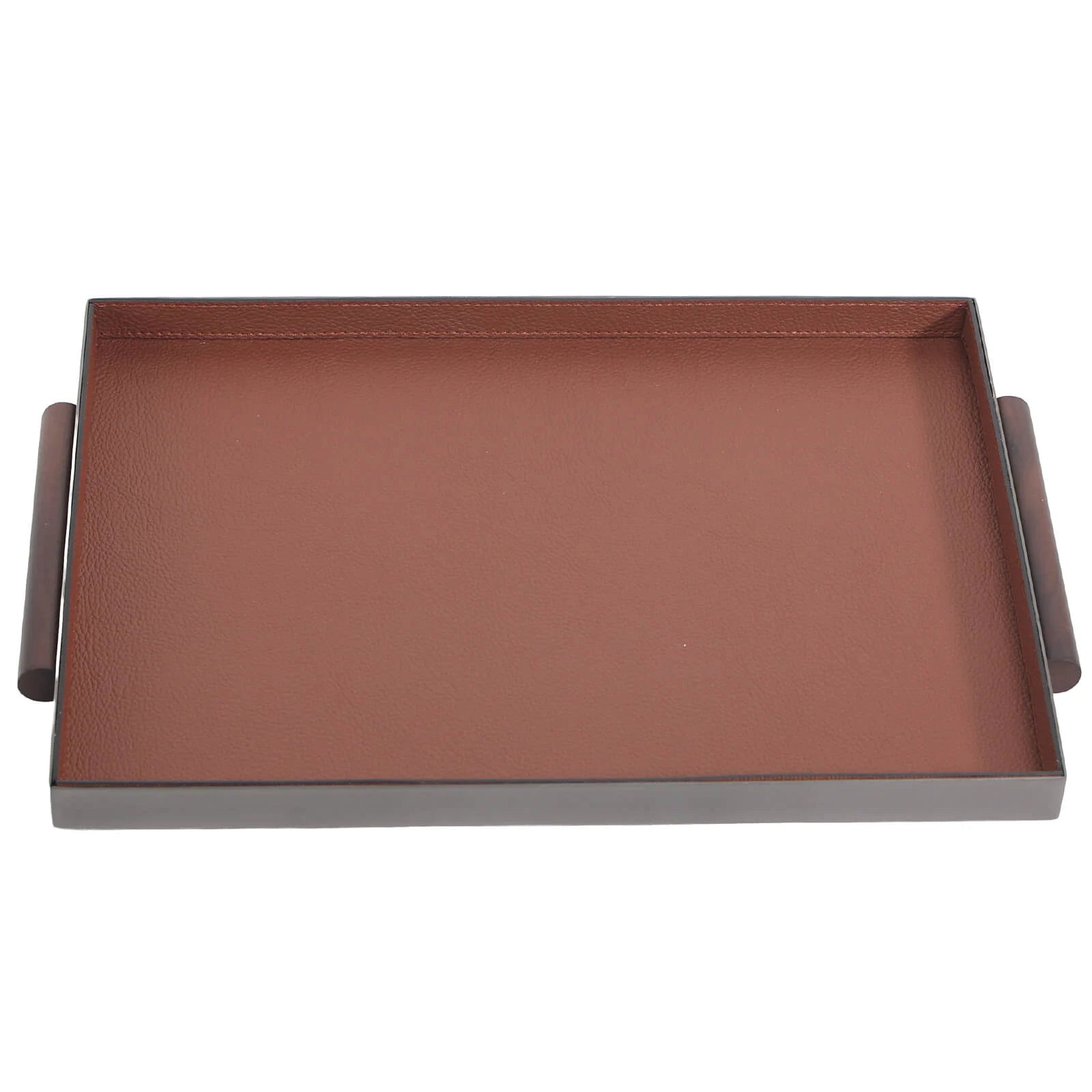 Keiichi Rectangular Leather Tray With Handle