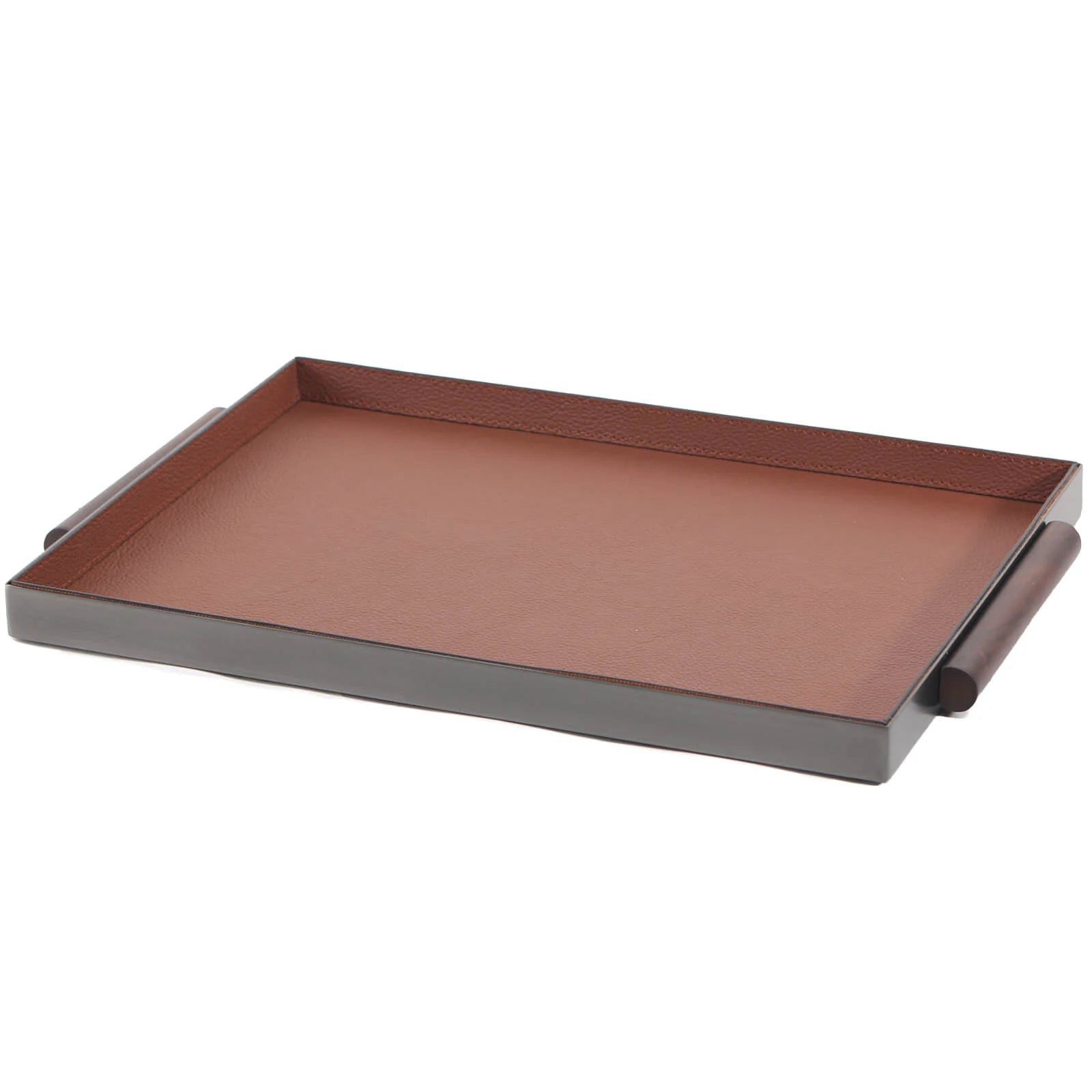 Keiichi Rectangular Leather Tray With Handle