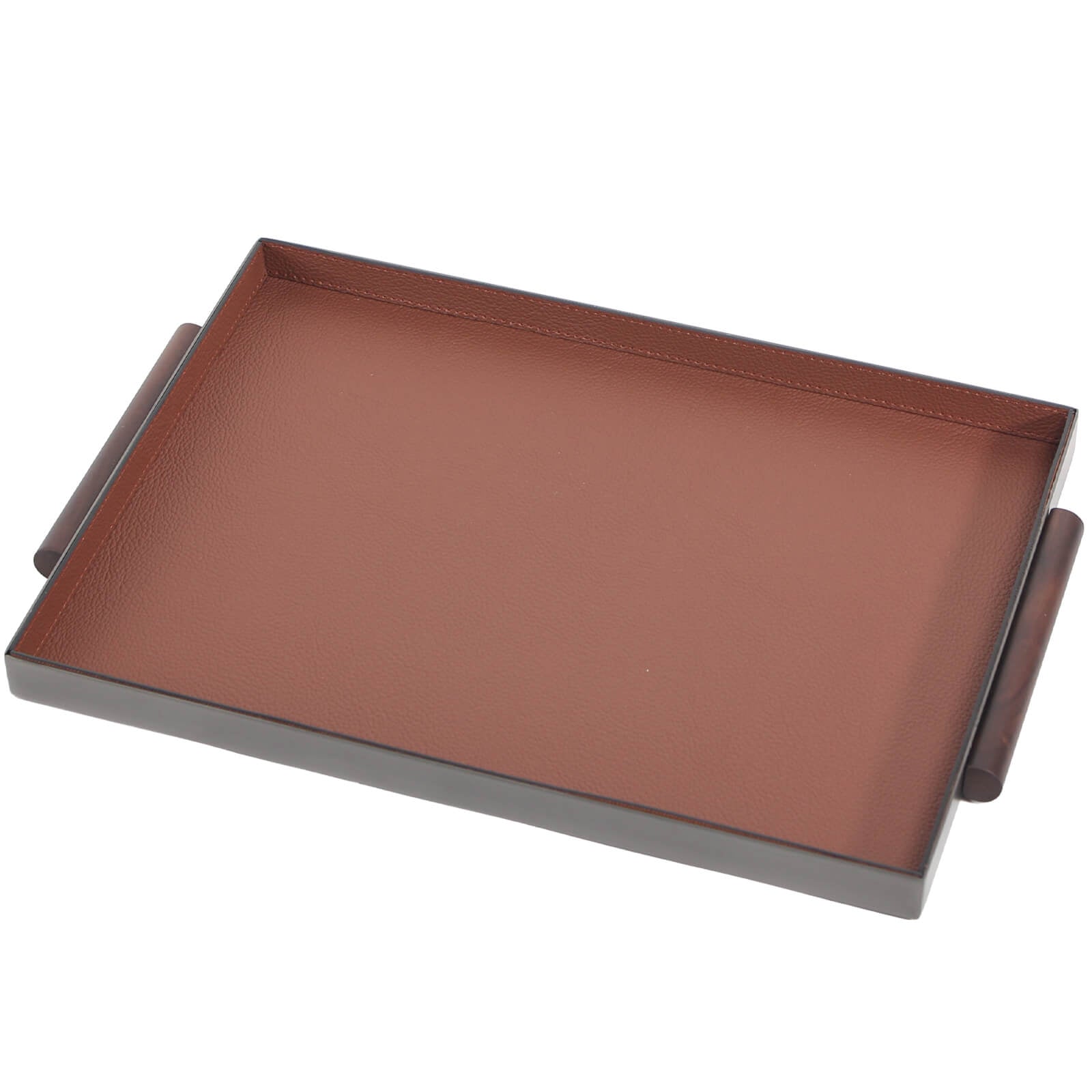 Keiichi Rectangular Leather Tray With Handle