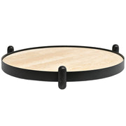 Keiichi Metal Framed Round Tray in Travertine