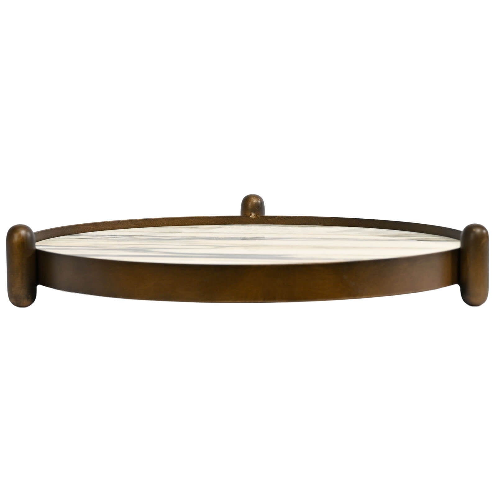 Keiichi Metal Framed Round Tray in Landscape Marble