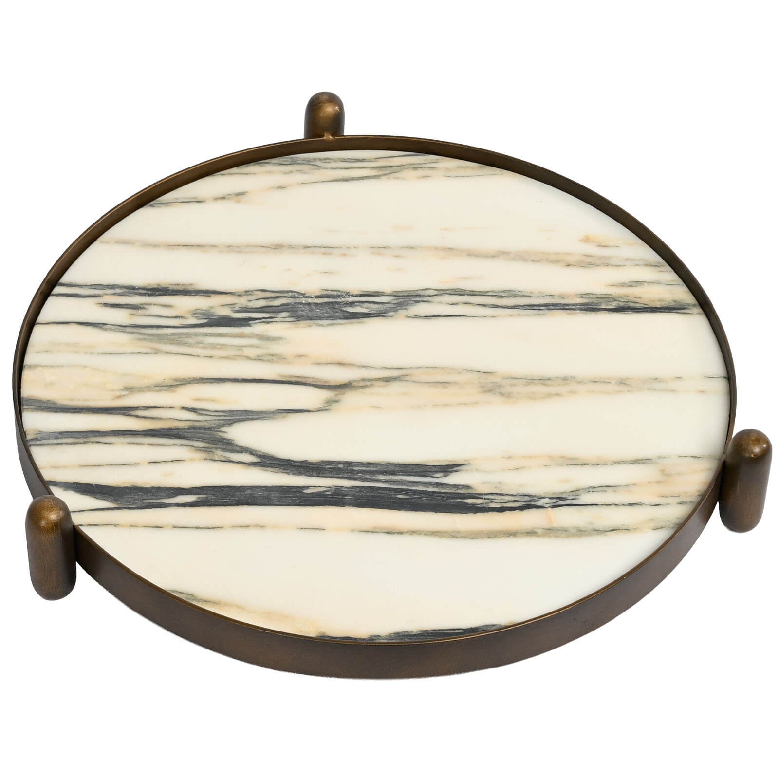 Keiichi Metal Framed Round Tray in Landscape Marble