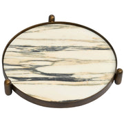 Keiichi Metal Framed Round Tray in Landscape Marble