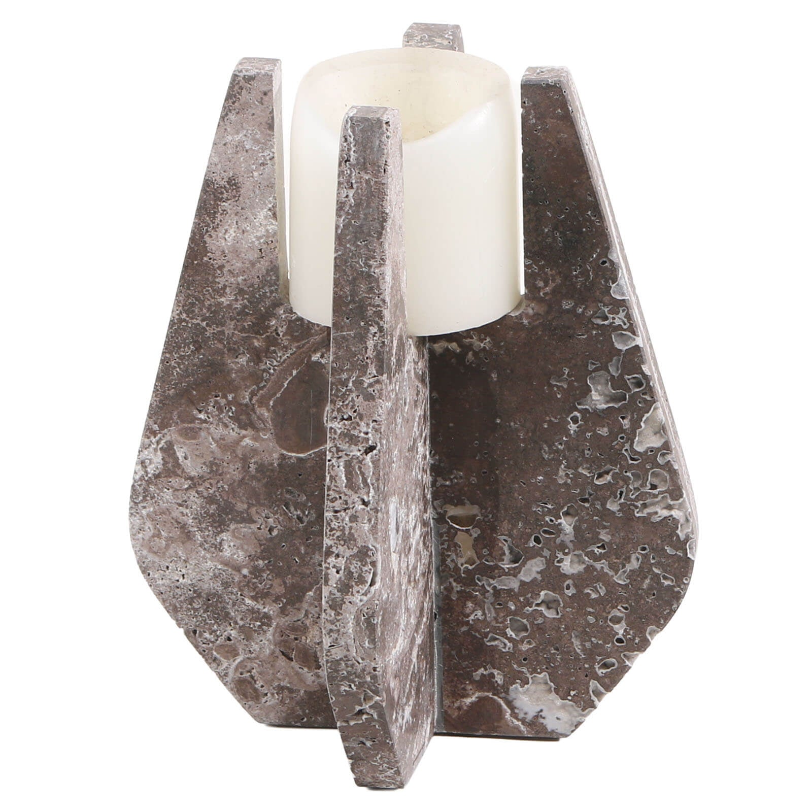 Keiichi Candle Holder in Dark Grey Marble