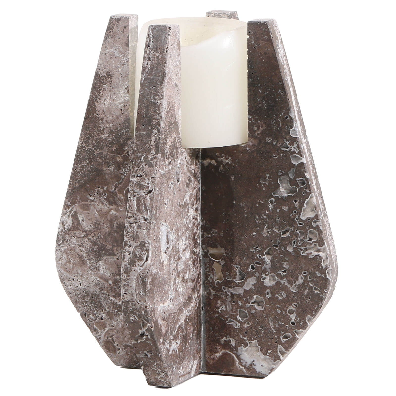 Keiichi Candle Holder in Dark Grey Marble