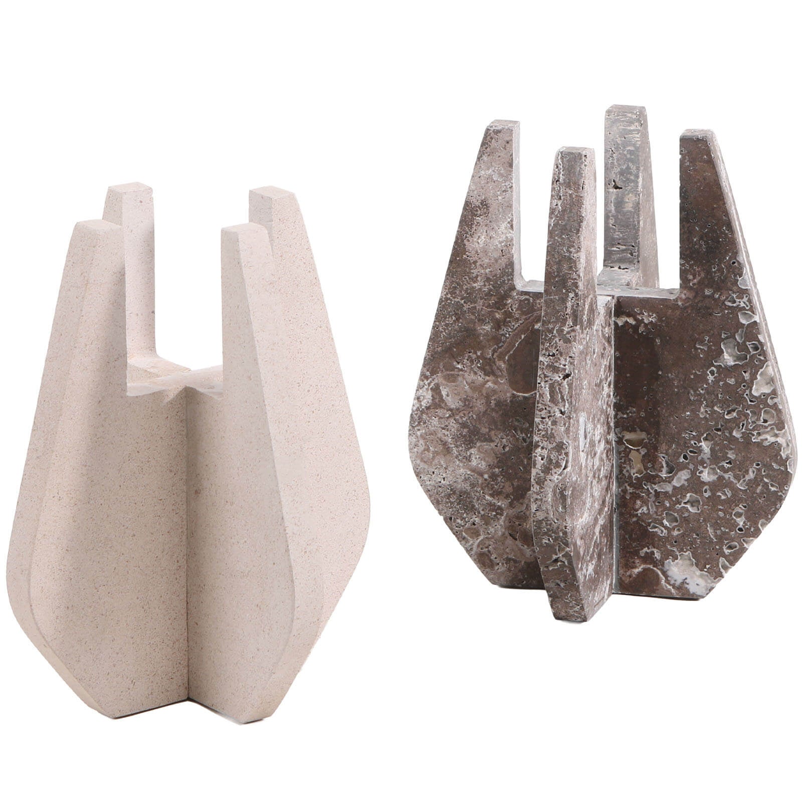 Keiichi Candle Holder in Beige Marble