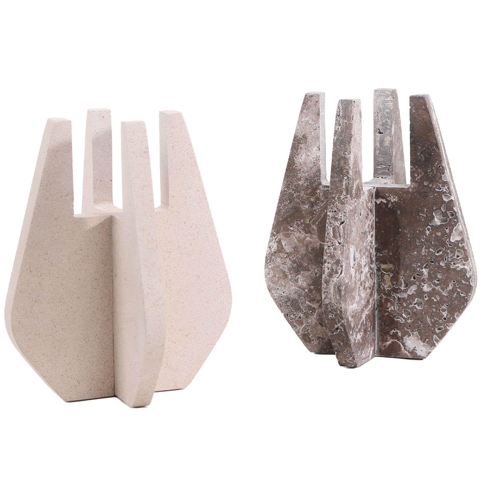 Keiichi Candle Holder in Beige Marble