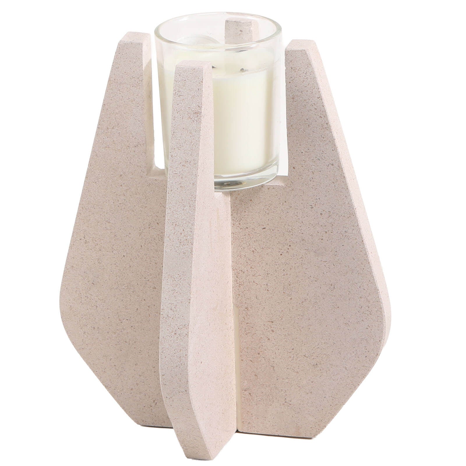 Keiichi Candle Holder in Beige Marble