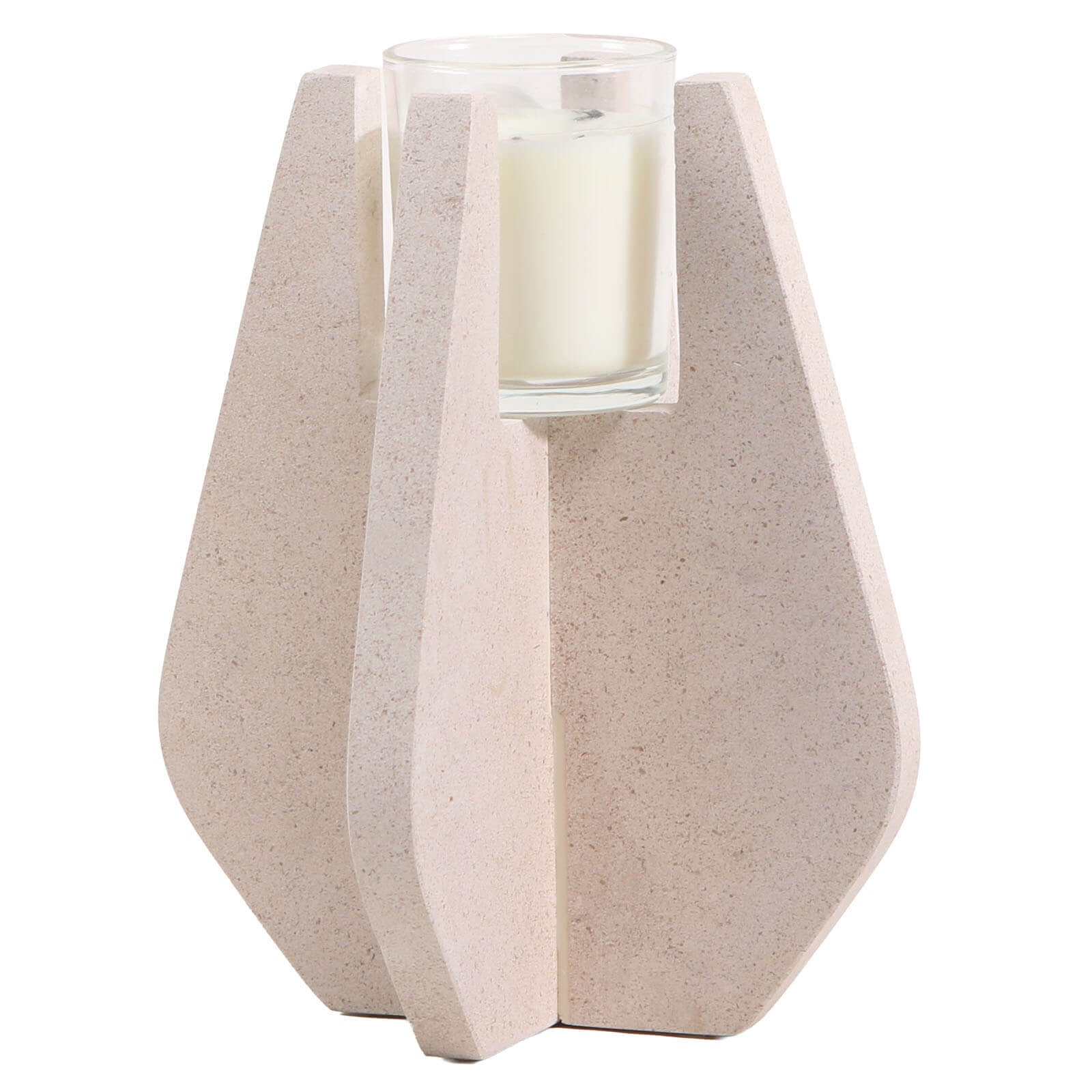 Keiichi Candle Holder in Beige Marble