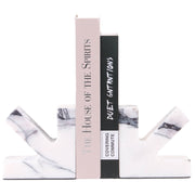 Keiichi Arrow Marble Bookends with Grey Veining Holding Books