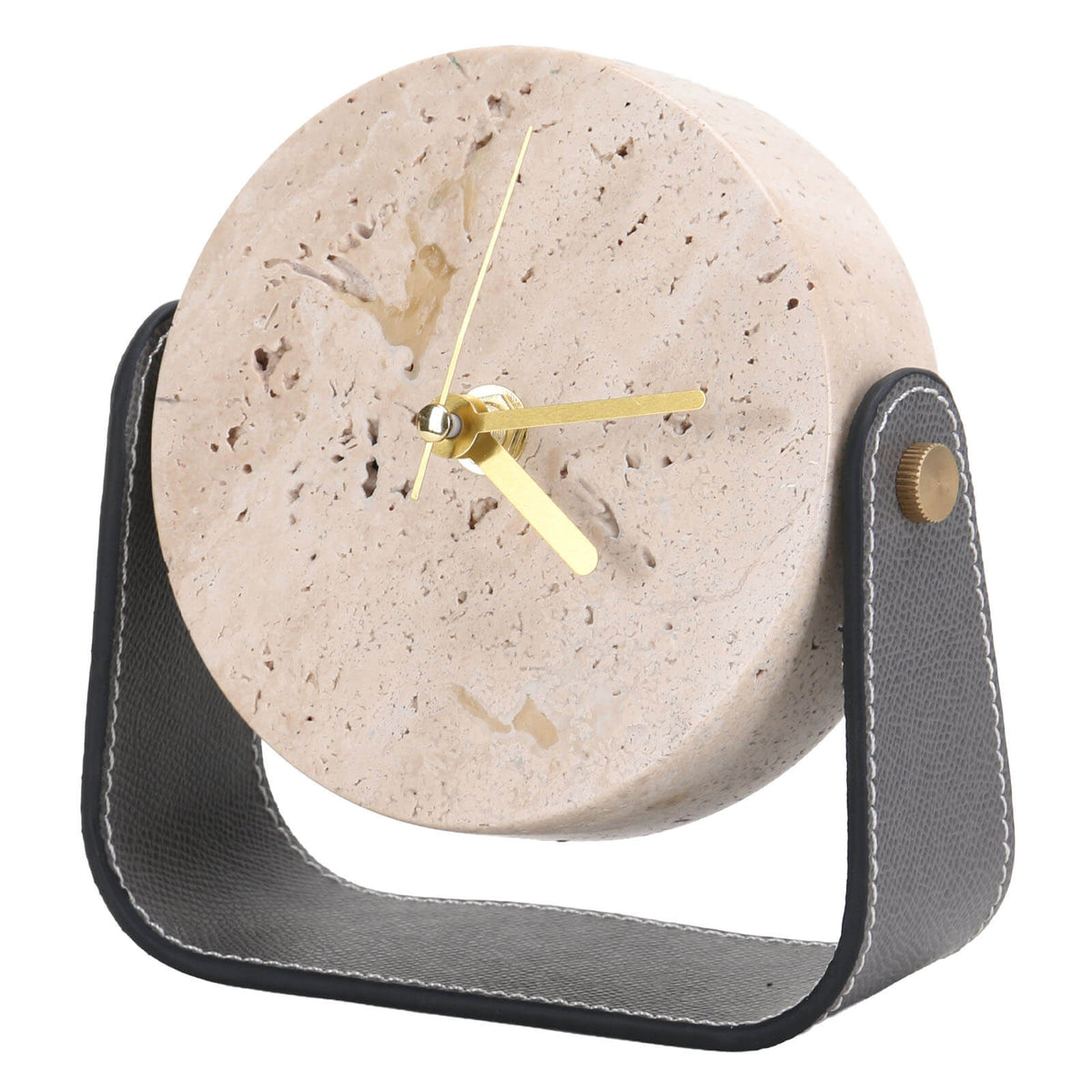 Keiichi Desktop Clock in Beige Stone