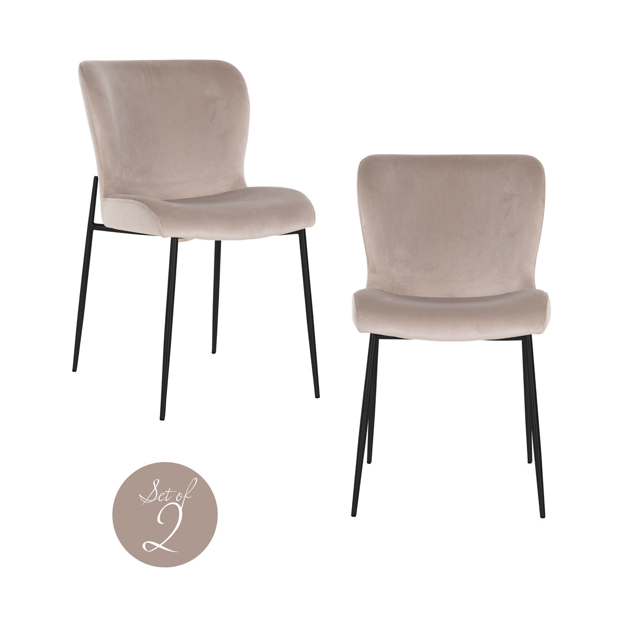 Richmond Interiors Set of 2 Khaki Velvet Darby Chair   Nicholas John Interiors