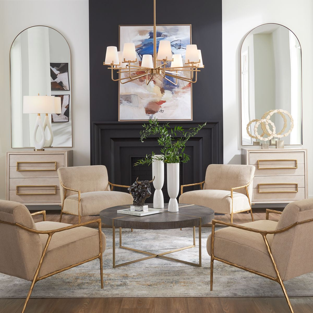 Uttermost Crosley Antique Brass Arch Mirror