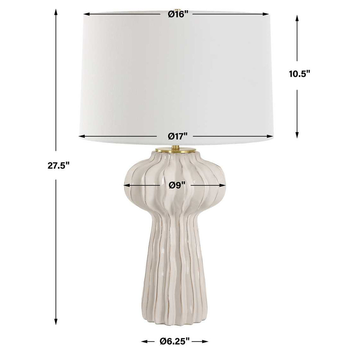 Uttermost Wrenley Ridged White Table Lamp