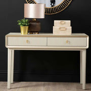 Femelle Cream Elm 2 Drawer Console Dressing Table with Soft Gold Trim Console Table