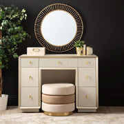Femelle Cream Elm 7 Drawer Dressing Table with Soft Gold Trim Dressing Table