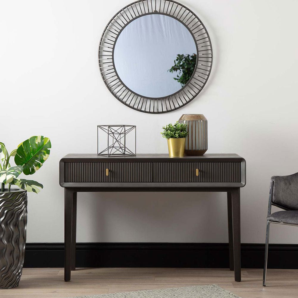 Femelle Smoke Grey Elm 2 Drawer Console Dressing Table Console Table