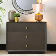 Femelle Smoke Grey Elm 3 Drawer Wide Chest Chest of Drawers