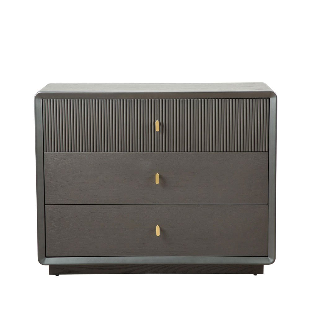 Femelle Smoke Grey Elm 3 Drawer Wide Chest Chest of Drawers