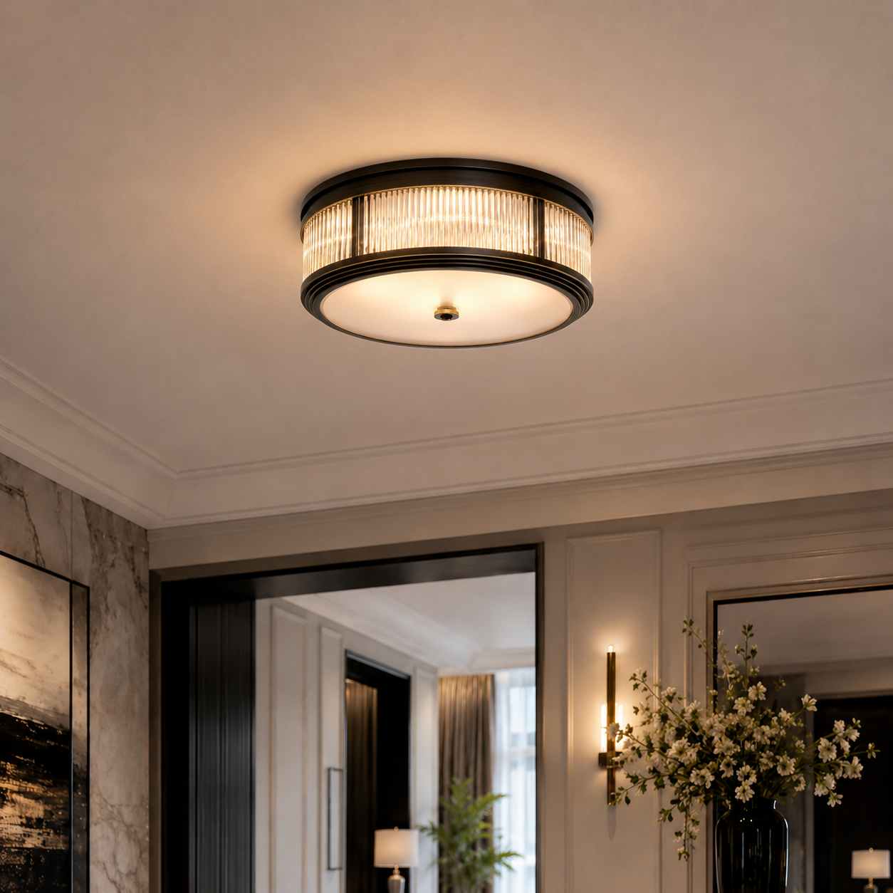 Eichholtz Rousseau Ceiling Lamp in Bronze Highlight Finish - CLEARANCE - BRAND NEW BOXED