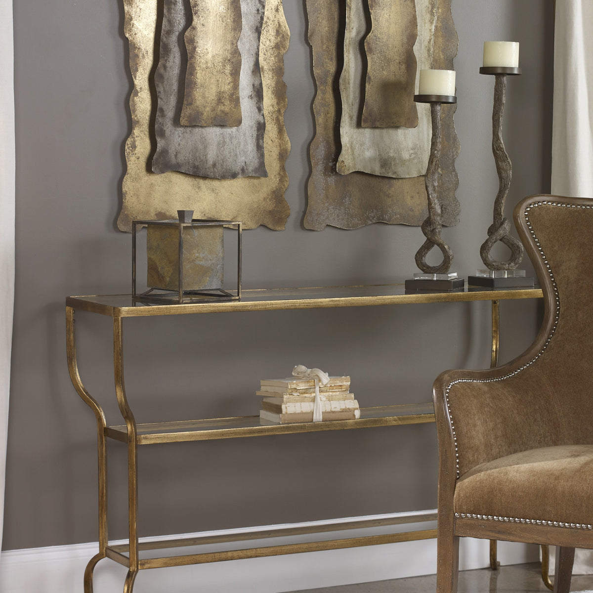 Uttermost Deline Console Table in Gold