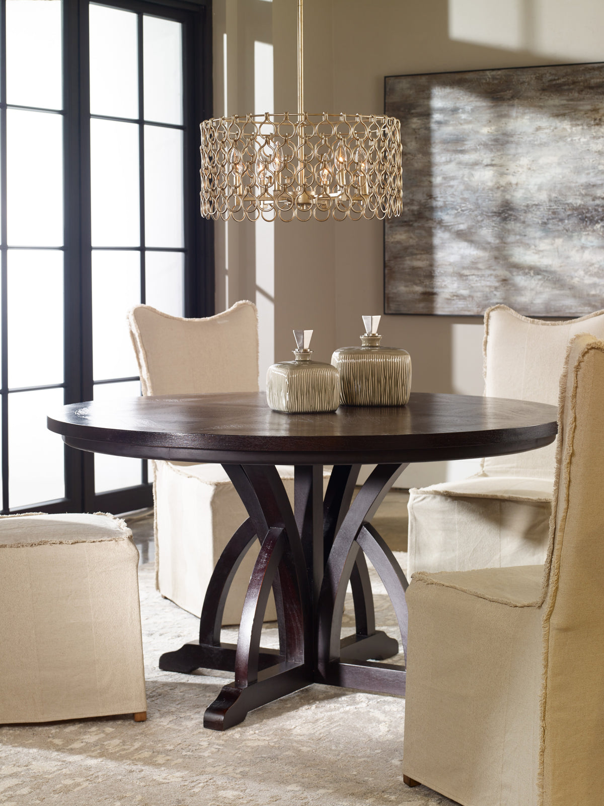 Uttermost Maiva Round Black Dining Table - 142cm