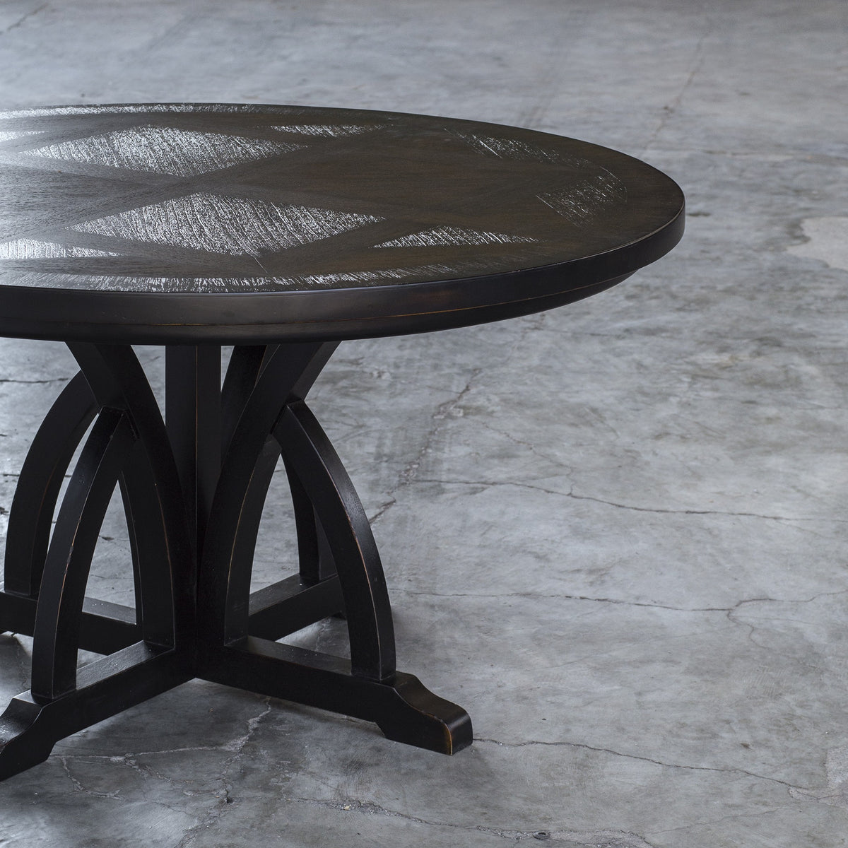 Uttermost Maiva Round Black Dining Table - 142cm