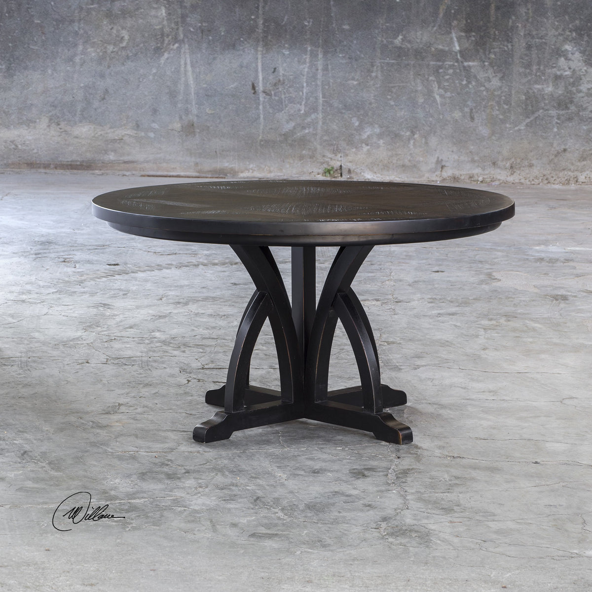 Uttermost Maiva Round Black Dining Table - 142cm