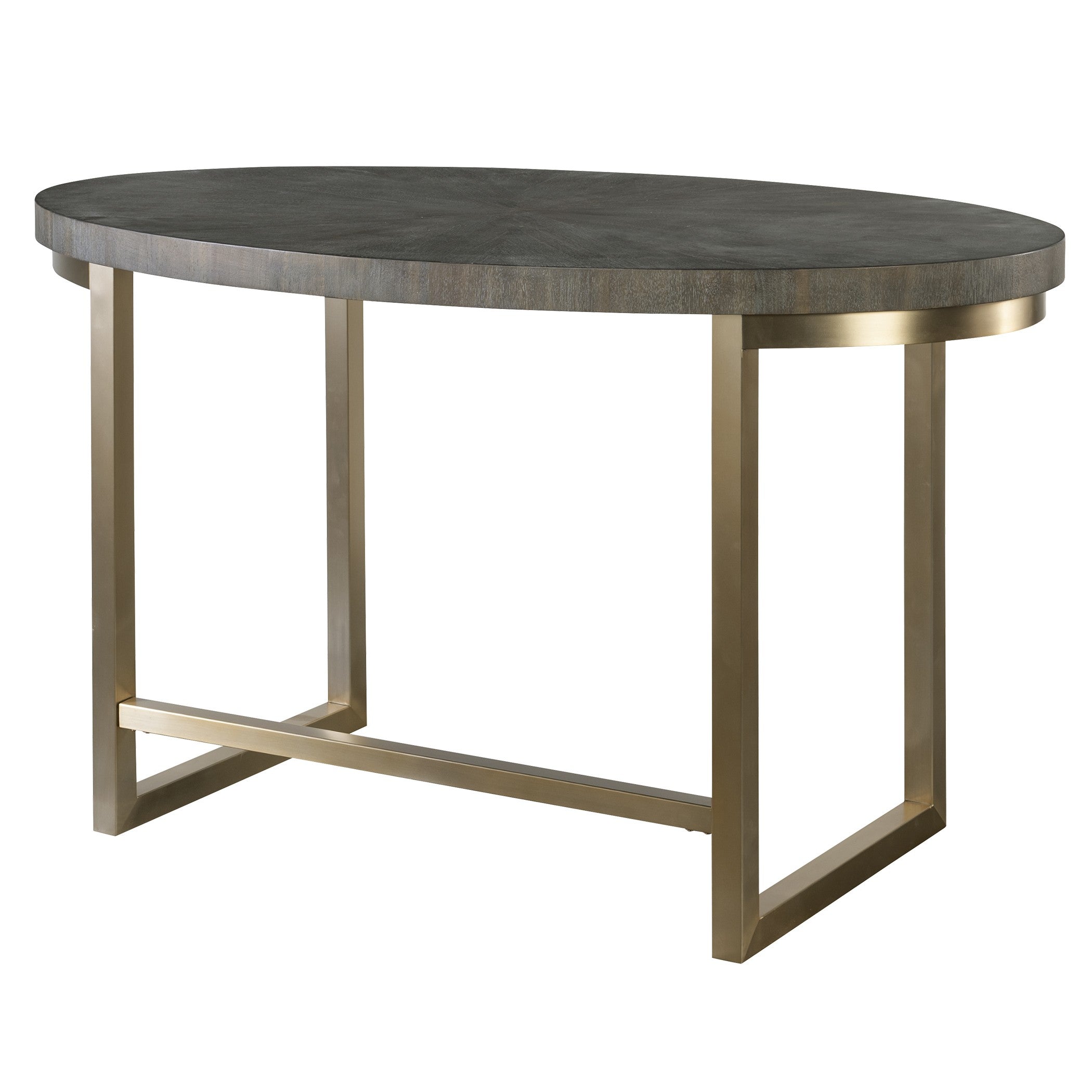 Uttermost Taja Oval Writing Desk in Dark Walnut and Brushed Brass