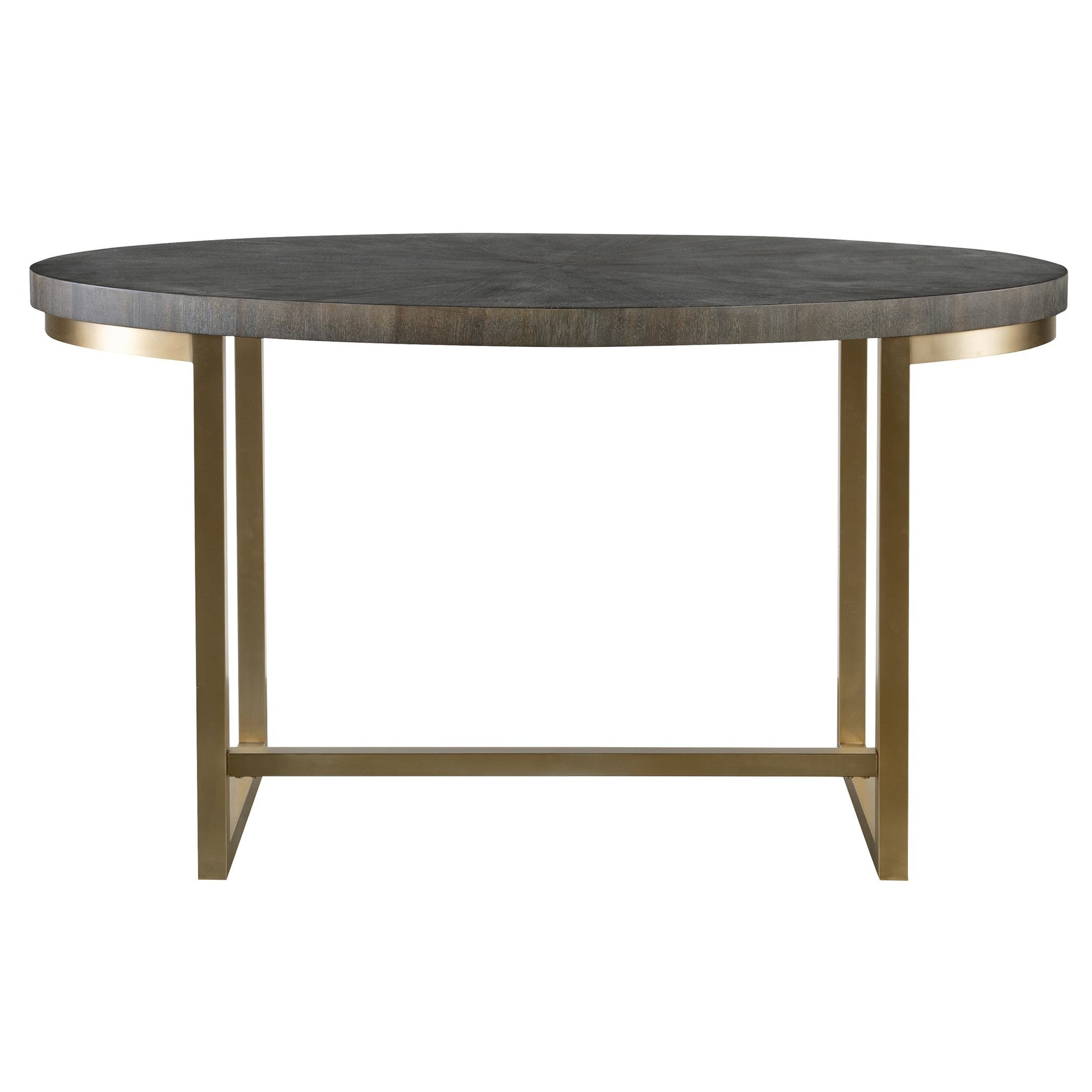 Taja Oval Writing Desk in Dark Walnut and Brushed Brass