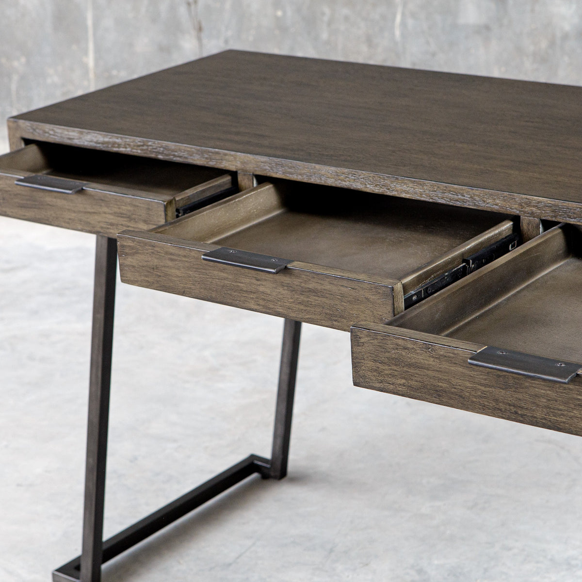 Uttermost Comrade Mango Wood Desk with Aged Steel Base