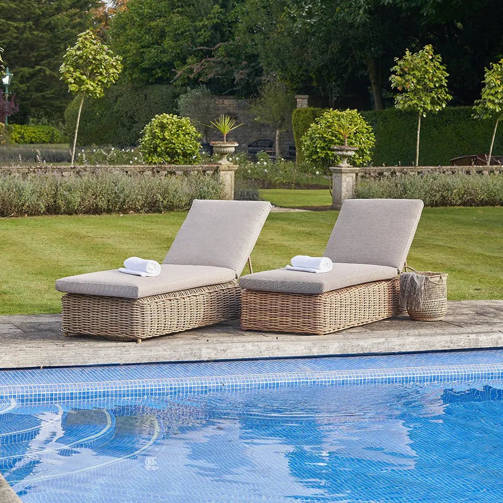 Garda Natural Antique Outdoor Sunlounger - Pacific Lifestyle Sun Loungers & Day Beds