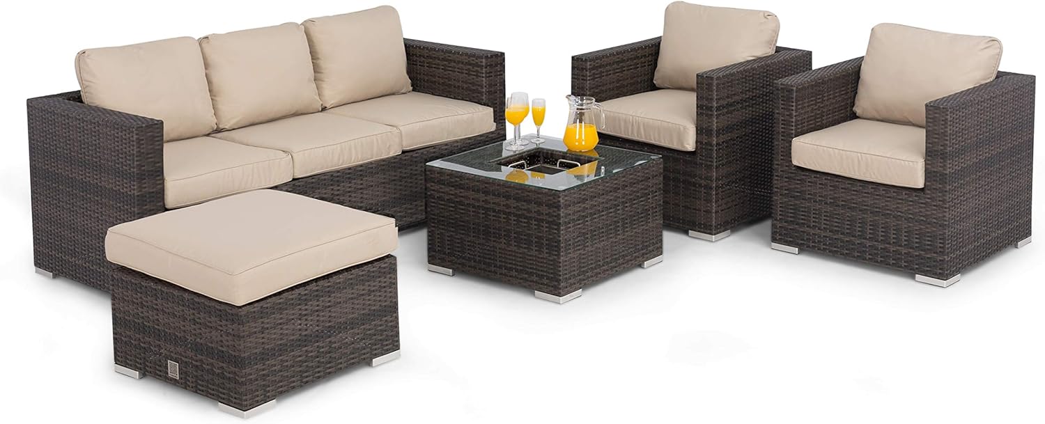 Georgia 3 Seat Sofa Set with Luxury Inset Ice Bucket - Brown Nicholas John Interiors