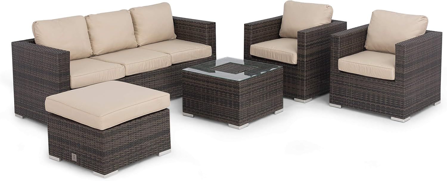 Georgia 3 Seat Sofa Set with Luxury Inset Ice Bucket - Brown Nicholas John Interiors