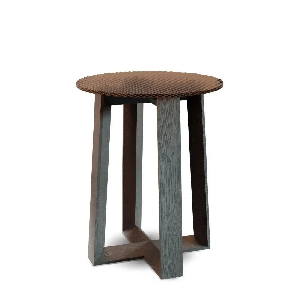Gillmore Cadiz Amber Fluted Glass Top Round Side Table Nicholas John Interiors