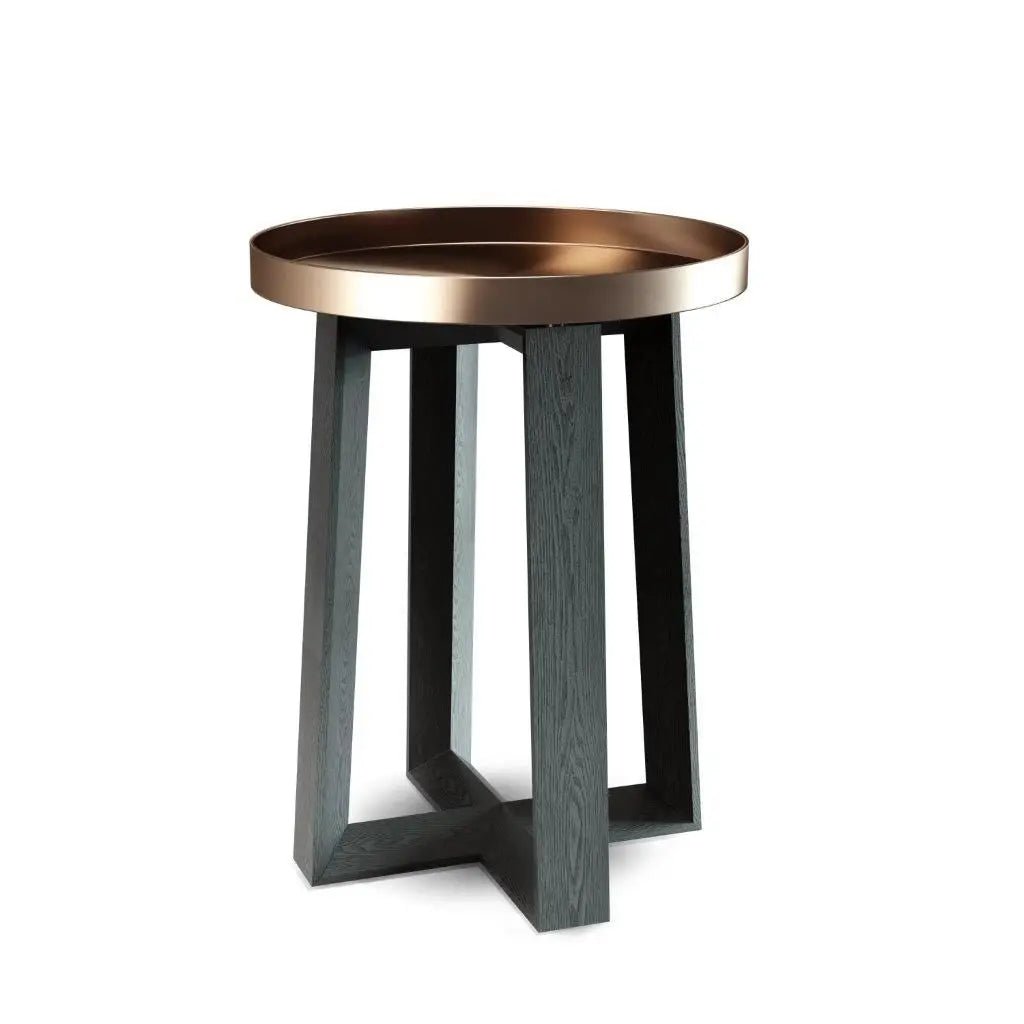 Gillmore Cadiz Brushed Bronze Tray Top Round Side Table Nicholas John Interiors