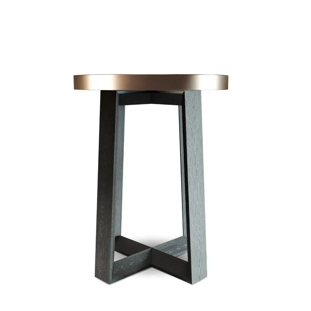 Gillmore Cadiz Brushed Bronze Tray Top Round Side Table Nicholas John Interiors
