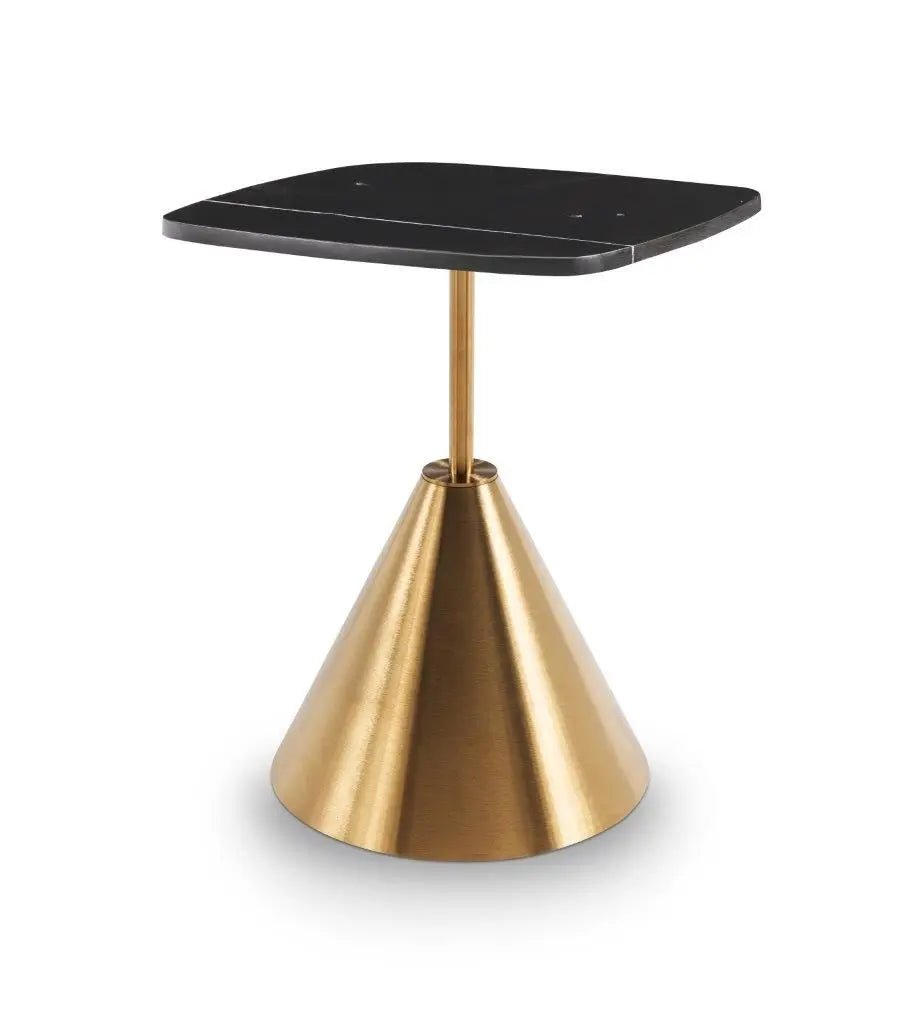Gillmore Iona Square Black Marble Side Table with Brass Base Side Table