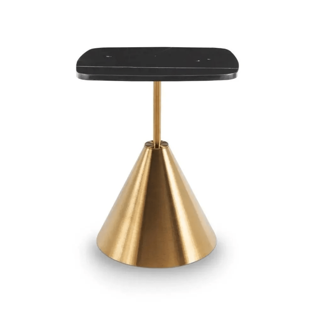 Gillmore Iona Square Black Marble Side Table with Brass Base Side Table