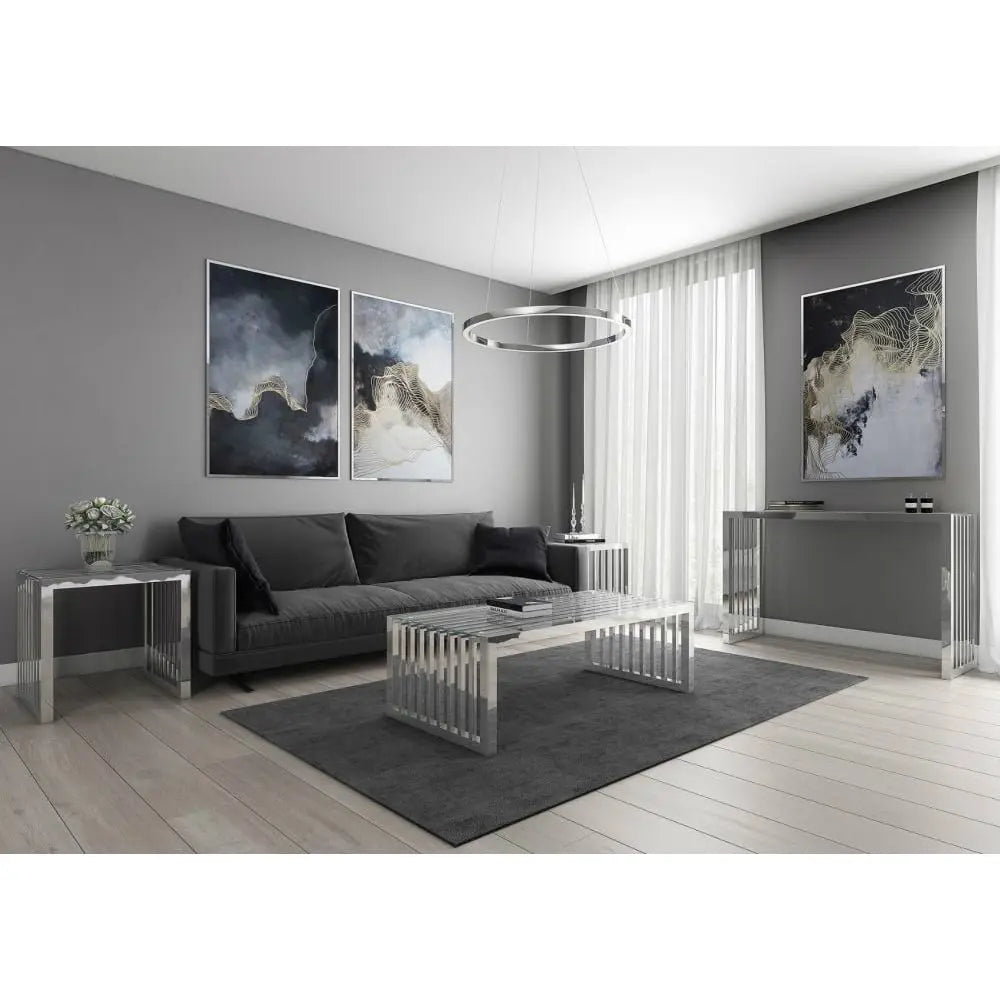 Hadar Stainless Steel and Glass Coffee Table Coffee Table